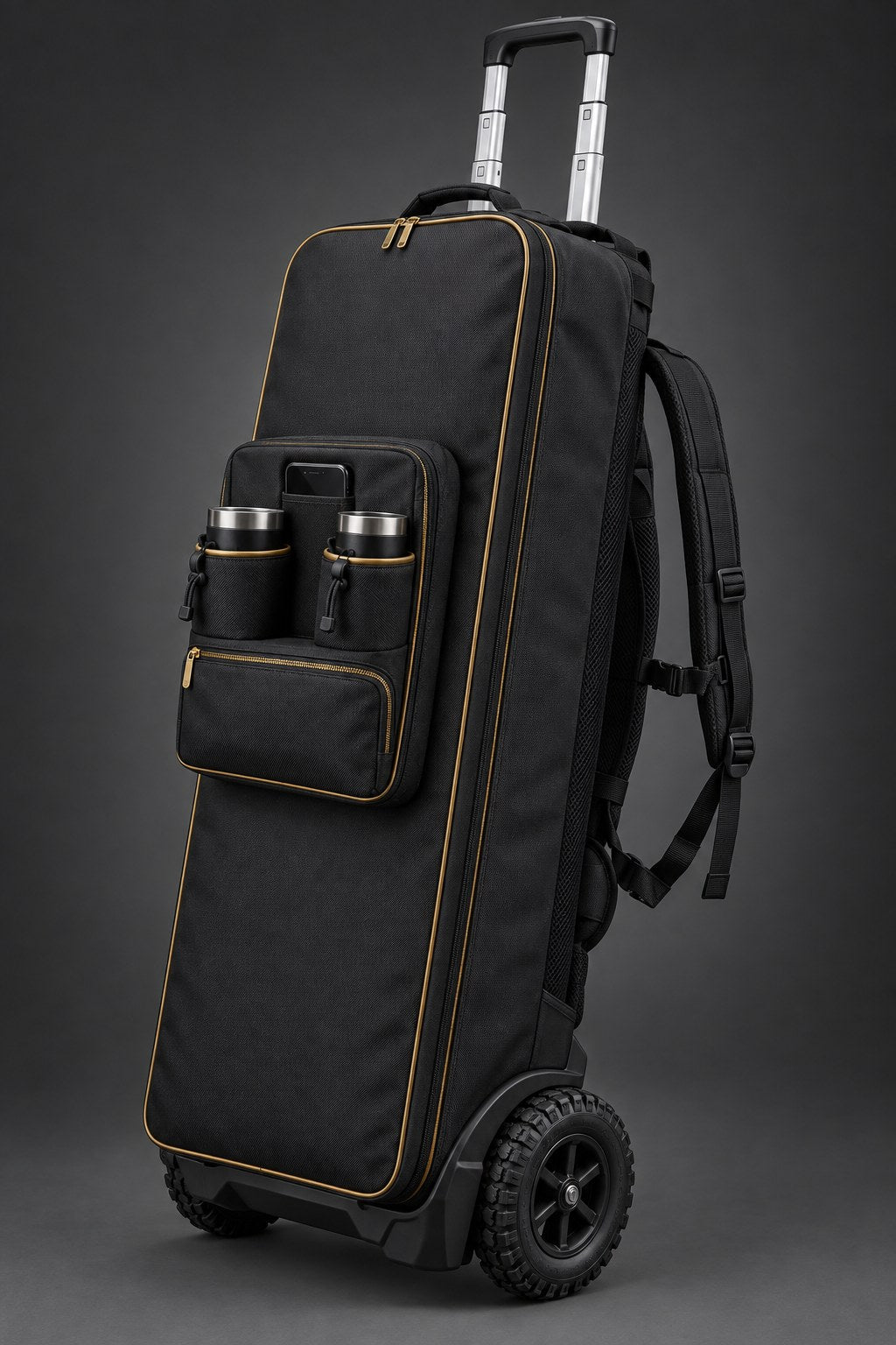 Saints Roll Case Obsidian Gold rolling cornhole board carrier
